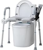 PortoAlegre Toilettensitzerhöhung mit Armlehnen, 45-55 cm Höhenverstellbar Gepolsterte WC Sitzerhöhung für Senioren, Erhöhter Toilettensitz mit Saugnäpfen für Senioren Behinderten, Schwangere Frauen