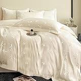 AShanlan Bettwäsche Kühlend 135x200 Weiß mit Schleifen Satin Romantisch Bettbezug und Kissenbezug 80x80 cm ÖkoTex Zertifiziert Glanzatin Seide Bettwäsche-Set mit Reißverschluss