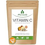 Vitamin C Kapseln hochdosiert - Camu Camu - 4 Monate Vorrat - höchste Bioverfügbarkeit durch gepuffertes Vitamin C - Vegan & Glutenfrei - 120 Caps von Moriveda