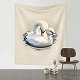 Baicrane Niedlicher kleiner Schwan, Wandteppich, 152,4 x 130,9 cm, Bohemian-Kunst-Dekor für Ihr Wohnzimmer, Schlafzimmer oder Büro.