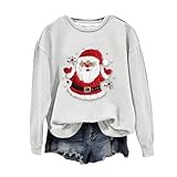 Generico Weihnachtspullover für Damen, elegant, hässlicher Weihnachtspullover, Damen, kurvig, bequem, Weihnachts-T-Shirt, Rentier, Tops, Rundhalsausschnitt, Oversize-Pullover, Weihnachtspullover,