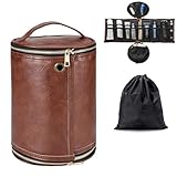 Luxspire Kulturbeutel Herren, Reise Kulturtasche Organizer aus Leder, Dopp Kit Wasserfester Rasierbeutel für Kulturzubehör, Geschenk für Männer, Braun