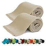 KiGATEX 2er Pack Polar Fleecedecke Uni - Tagesdeckenset - Sofaüberwurf - 130x160 cm - ca. 420g pflegeleicht – Oeko-Tex Zertifiziert -Sand