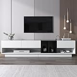 Generisch Moderner TV-Schrank Hochglanz Weiß/Schwarz mit Schubladen & Fächern – 190 cm Stauraum-Kombination für stilvolles Wohnzimmer (LxBxH 190x40x42 cm)