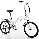 20 Zoll Fahrrad Faltrad für Erwachsene & Kinder, Verstellbarer Sattel & Lenker, Vorder-/Rückbremsen & Allwege-Reifen, Carbonstahl-Rahmen, Schnellfaltung für Stadtfahrten und Familienausflüge (120-180c
