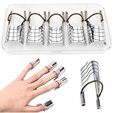 SGERUFZ 5 Stück Nagel Schablone, Nagel Verlängerung, Modellier Schablonen, Nagelschablonen Wiederverwendbar, UV Gel Nagel Schablonen (Silber)