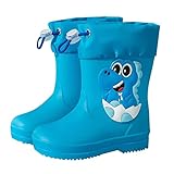 aaSccex Kinder-Regenstiefel mit elastischem Mund, strukturierte Sohlen, rutschfest, leicht, bequem, Regenschuhe für Grundschüler, Baby-Schneestiefel, Größe 38, blau, 24 EU