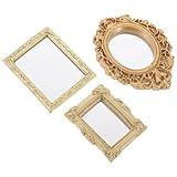 JOINPAYA 3St Puppenhaus-Spiegel Spiegel kinderspiegel Dollhouse playmobile Vanity Mirror Europäischer Rahmenspiegel Puppenspiegel Minispiegel Mikrospiegelmodelle Plastik Golden