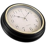 Toyvian Runde Geräuschlose Retro Wanduhr Vintage Stil aus Leichtem Material ohne Batterie für Wohnzimmer Schlafzimmer Büro Dekoration
