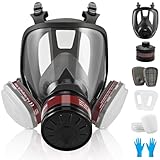 Faburo Atemschutzmaske Set, Gasmaske Vollgesichtsmaske, Wiederverwendbar Staubschutzmaske Staubmaske Schutzmaske mit 10 Filterwatte, Lackiermaske mit Filter für Lackieren Dämpfe Staub, Feinstaubmaske