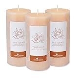 Estrella Blanca Sweet Peach Stumpenkerze, 3 Stück, am besten riechende Kerzen, ungiftige Kerzen, Kerzen-Geschenk-Set, Strandzimmer-Dekoration, Bio-Sojawachs, 50 Stunden Brenndauer, Küstenhaus