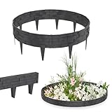 YRHome 5m Steinoptik Rasenkante Kunststoff Beeteinfassung Gartenpalisade Beetumrandung Mähkante Garten Beetbegrenzung Blumenbeet Umrandung Flexible Beetzaun Gartenpalisade - Anthrazit