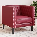 Homgoday Chesterfield-Sessel Couchsessel, Loungesessel, Designsessel Einzelsofa Polstersessel Ruhesessel Relaxsessel für Wohnzimmer Empfang Weinrot Kunstleder