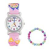 MUXIJIA Kinder Uhren für Mädchen ab 3-10 Jahre, Analog Quarz Armbanduhr Jungen Uhr Mädchen Uhr, 3D Cartoon Mädchenuhr Silikon Uhrenarmband Kinderuhr (Rosa)