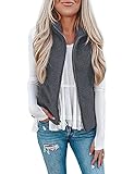 Raphin Damen Teddy-Fleece Ärmellose Weste Casual Wintermantel Elegant Einfarbig Mode Lose Reitweste (Dunkelgrau, S)