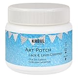 KREUL 49651 - Art Potch Lack und Leim Glimmer, 150 ml Dose, Serviettentechnik- und Dekokleber auf Wasserbasis, für Holz, Keramik, Stein und Karton, Weiß, Transparentes
