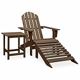 Adirondack Gartenstuhl mit Ottomane und Tisch, massives Tannenholz, Braun, Terrasse, Outdoor, Sessel, Liege, Möbel für Feuerstelle, Strand, Pool, Veranda