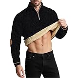 Generisch Herren Warme Fleece Pullover 1/4 Zip Sweatshirts Winter Warm Rollkragenpullover Langarm Sweatshirt Dicker Pulli Outdoor Winterpullover Fleecejacke Hoodie Shirts mit Fleecefutter