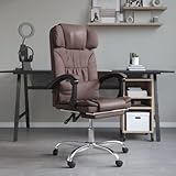 Xichuzi Bürostuhl mit Massagefunktion, Massagestuhl, Massagesessel, Schreibtischstuhl, Office Chair, Büro Stuhl, Computerstuhl, Bürosessel, Möbel Für Arbeitszimmer, Braun Kunstleder