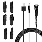 Universal USB Rasierer Ladegerät Ersatz Netzteil 3,7V-5V, Rasierer Ladekabel Set mit 6 Adaptersteckern für Elektrorasierer, Haarschneidemaschinen, Hundeschermaschinen & Epilierer