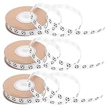 LIFKOME 3Roll Fußball Geschenkband Yards Weiß Breit Hochglänzend Fußballmuster Grosgrain Schleifenband Für Geschenkverpackung Partydekoration Jungen Präsente