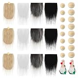 Healvian Zwergenbart aus Kunstfell Bastelset mit 12 Holzperlen und 12 Bärten Weihnachts und Hochzeitsdekoration Selbstgemacht