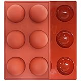 SEMSOIIO Rote 6-Loch-Schokoladen-Silikonform für heiße Schokoladenbomben, Kuchen, Gelees, Puddings, Backformen (rot, 2 Stück)
