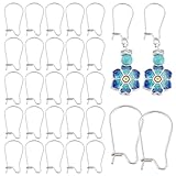PandaHall 50Pcs 304 Edelstahl Ohrringe Haken U-Form Ohrdrähte Komponenten Ohrdraht-Verbindungsstück Nieren-Ohrringe Haken für Drop Dangle Ohrringe, 20x10mm