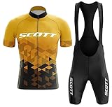 Fenovel Radtrikot Set Herren Kurzarm Fahrradtrikot Sommer + Trägerhosen mit 19D Gepolstert