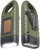 Simpeak 2-Stück LED Taschenlampe, Handkurbel Solar Karabiner Taschenlampe für Camping Outdoor Klettern Wandern - Grün