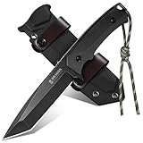 Dragon Creek Outdoor Messer feststehend-Tanto-Klinge aus rostfreiem Stahl, G10 Griff, Kydex-Scheide-Bushcraft Survival Einsatzmesser für Camping & Trekking