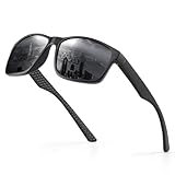 Occhsouo Sonnenbrille Herren Polarisiert Damen UV400 Schutz Sport Sunglasses Men Women TR90 Ultraleichte Rahmen Schwarz Retro Polarisierte Sonnenbrillen für Angeln, Fishing, Fahren, Ski - Dunkelgrau