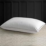 APSMILE Mittelfeste Federdaunen/Poly-Kissen, King-Size, luxuriöses Federkissen zum Schlafen, Bezug aus 100 % Bio-Baumwolle, Hotel-Kollektion, Bettkissen (weiß, 50,8 x 91,4 cm)