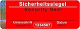 50 Stk - Sicherheits-Siegel mit Seriennummer - 70x25mm rot, beschreibbar - Sicherheitssiegel, Qualitätssiegel Garantiesiegel Sicherheitsetiketten selbstklebendes Etikett