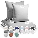 sleepwise Bettwäsche 135x200 Sommerbettwäsche 2tlg - ÖKO-TEX, Traumhaft Weich, Atmungsaktiv, Bügelfrei & Knitterfrei, Bettbezug Set aus gebürsteter Mikrofaser mit 80x80 cm Kissenbezug, Grau /Weiß
