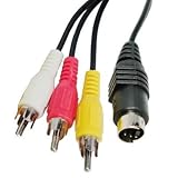 Movoja 1,5m S-Video 4-Pin auf 3X Cinch-Stecker Kabel Adapter | 4-polig S-Video-Stecker | Laptop mit 4-poliger S-Video-Buchse an Fernseher anschließen TV AV RCA Cinch Konverter
