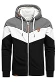 Amaci&Sons Sweatjacke Kapuzenpullover Herren Pullover Hoodie Zipper Jacke 4069 Anthrazit/Weiß/Schwarz 3XL