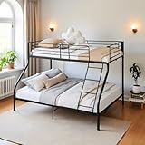 FetiNes Kinderbett Etagenbett Metall 140x200cm 90x200cm Stockbett Hochbett Metallbett Bettgestell Doppelstockbett Schlafzimmerbett Jugendbett mit Lattenrost, Schwarz
