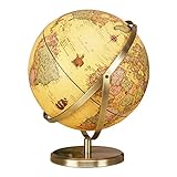 Vintage-Globus, Weltkugel, 720 ° drehbar, geografischer Leuchtglobus, Desktop-Erdglobus mit Metallsockel, Globen-Dekor