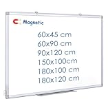 Maxtek Magnetisches Whiteboard 60 x 45cm, Magnettafel Pinnwand Magnetisch mit Aluminiumrahmen, Beschreibbares und Löschbares Magnettafeln, Einfach zu Montieren