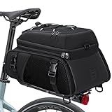 RAINSMORE 3 IN 1 Fahrradtaschen für Gepäckträger 15L Wasserdicht & Reflektierend Fahrrad Gepäckträgertasche Hinten mit Regenschutz Schwarz