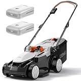 Litheli Akku Rasenmäher 33cm, Rasenmäher Elektro, 30L Fangkorb, 25-65 mm Schnitthöhe, Rasenmäher Elektro inkl. 2X 20V 4,0 Ah Akku