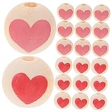 AUTSUPPL 50 Stück Herzförmige Holzperlen DIY Bastelperlen für Valentinstag Armbänder Halsketten Schmuckherstellung Rot Rosa Holzperlen zum Auffädeln und Dekorieren