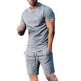 Sportswear Trainingsanzug Unisex 2-teiliges Set, Kurzarm-T-Shirts Shorts, stilvolles, lässiges Sweatsuit-Set Koffer Mit Kleidersack(GY1,M)