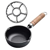 Lawnoval Tiefe Gusseisen-Mini-Pfanne für heiße Milch und Spiegeleier, 11 x 4 cm/13 x 5 cm, antihaftbeschichtete Oberfläche, induktionskompatibel, verdickte Konstruktion für gleichmäßige