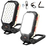 2 Stück LED Arbeitsleuchte Taschenlampe Ultra-Helle Werkstattlampe Akku-Betrieben mit Schwenkfunktion + Magnetfuß Wasserdicht, 10W 2200mAh Arbeitsleuchte für Autoreparatur Werkstatt und Camping