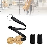 Behogan Cello Anti Rutsch Riemen, Holz Stopper mit 2 Cello Anti Rutsch Kappe, Cello End-Pin Stopper mit verstellbarem Nylongurt und 3 Löchern