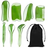 APOMOONS 7 Stück Gua Sha Massagewerkzeug Set, Akupressurstift Face Massager, Kopf Massage Faszienstab Akupressur Massageset, Harz Massage Zubehör Gua Sha für Gesicht Rücken Arme Beine (Grün)