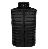 Daunenweste Herren Leicht Leichte Steppweste Herren Weste Daunen Ärmellose Dünne Light Winter Slim Fit Daunenjacken Ärmellos Ultraleichte Daunenmantel Übergröße Down Jacke Übergang Männer Schwarz M