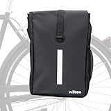 Wiltec Gepäckträgertasche matt schwarz, Fahrradtasche Gepäckträger 16 l Stauraum, Gepäcktasche mit Tragegurt, wasserresistente Fahrrad Tasche